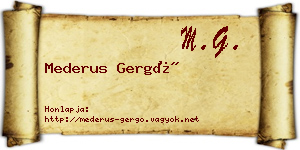 Mederus Gergő névjegykártya
